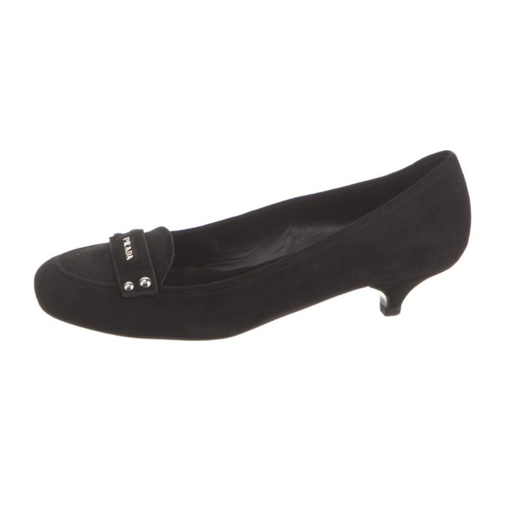 NEW Prada Women's Black Suede Ballet Flats Loafers Size: 7 / 7.5 /37.5 - Picture 3 of 15